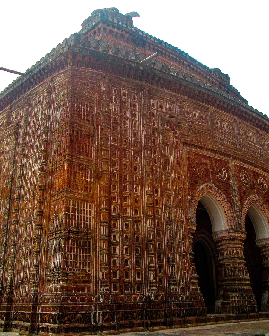 The terracotta covered facade of Kantajew Temple in Dinajpur
