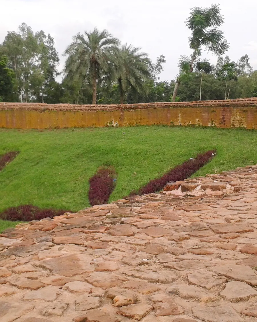 The rampart wall of the ancient citadel at Mahasthangarh