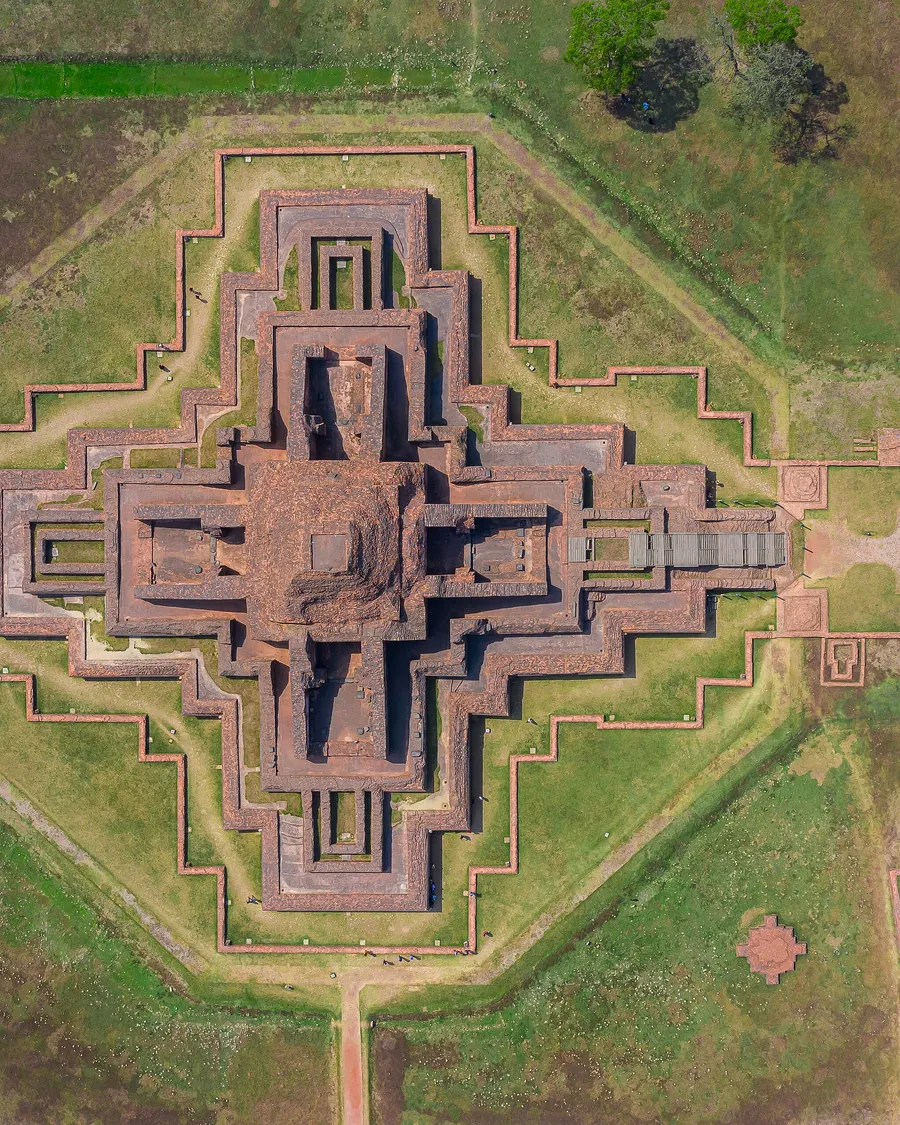Aerial view of the Somapura Mahavihara complex at Paharpur