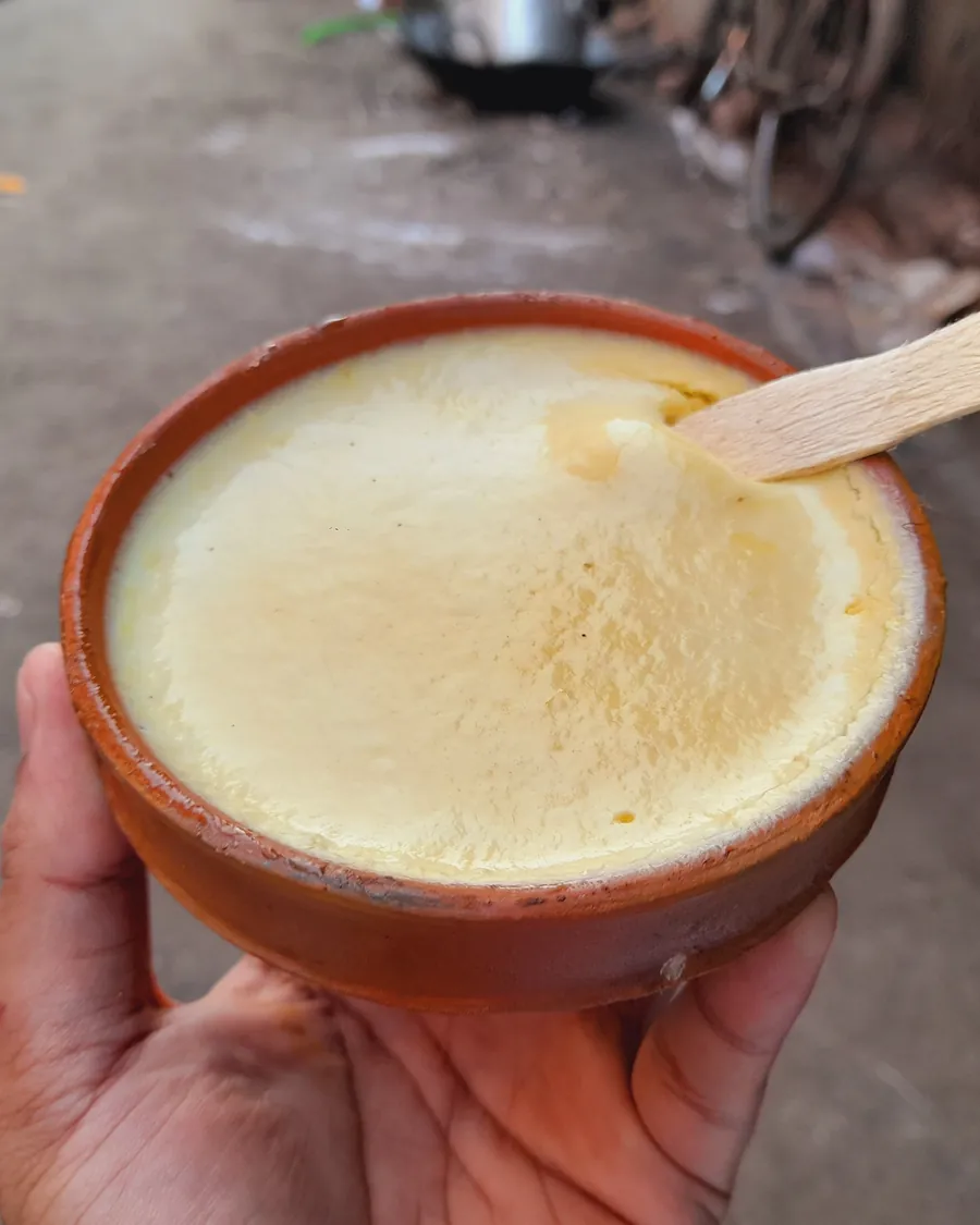 Sweet yoghurt in a clay pot